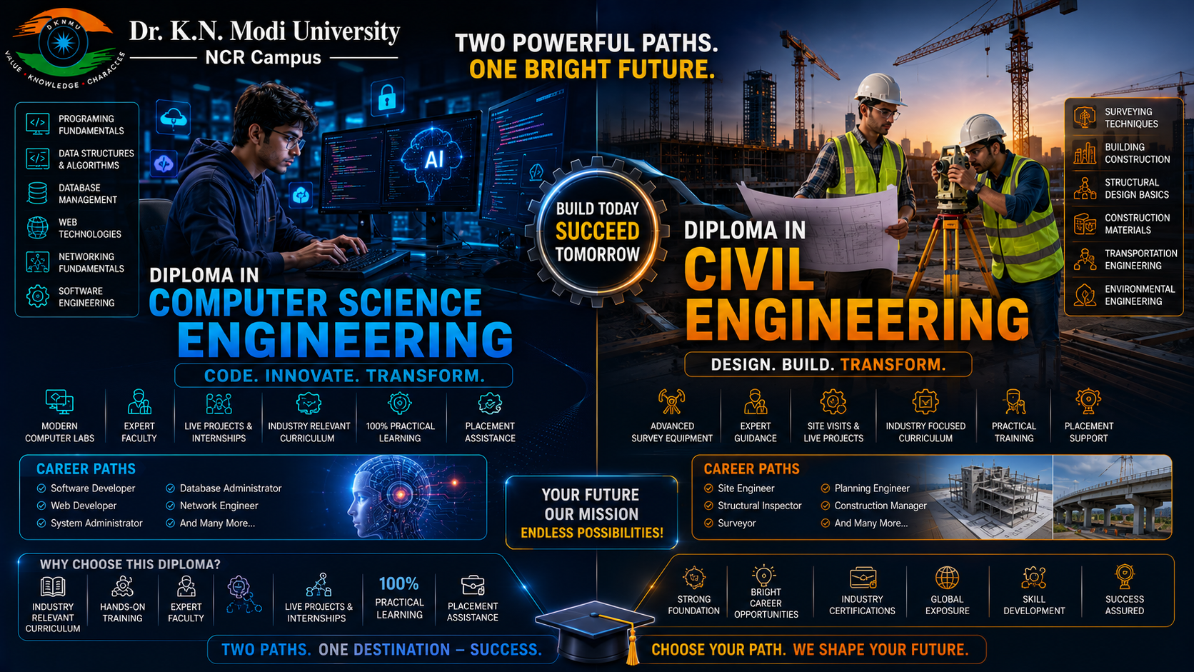 Diploma (Computer Science Engineering & Civil Engineering)